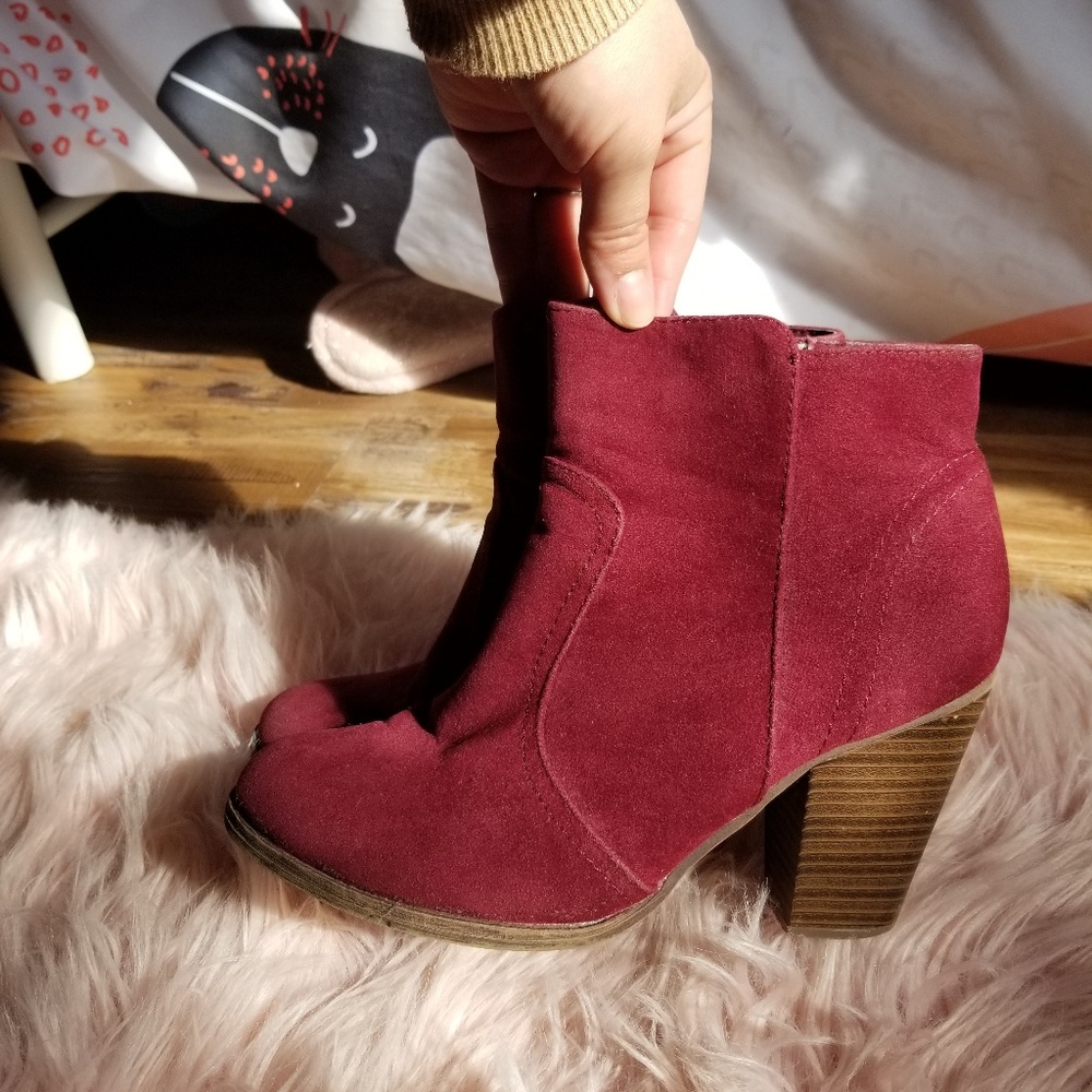 Maroon ankle boots